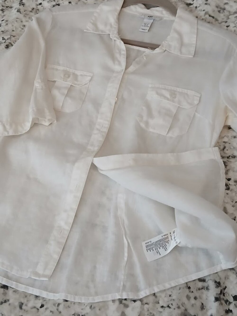 H&M Ivory 100% Linen S/S Blouse size 10